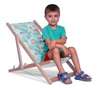 DreamRoots Transat Enfant Bois Chilienne, Mermaid, Taille S | Chaise longue enfant extérieur, bain de soleil, chaise de plage, fauteuil jardin, pliable, hêtre, polyester 130 kg