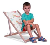 DreamRoots Transat Enfant Bois Chilienne, Unicorn Princess, Taille S | Chaise longue enfant extérieur, bain de soleil, chaise de plage, fauteuil jardin, pliable, hêtre, polyester 130 kg