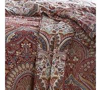 Dreams & Drapes - Couvre-lit jacobéen Marron (230 cm x 200 cm) - Doux au Toucher - Microfibre - Couvre-lit damassé Rouge - Couvre-lit matelassé Persan bohème - Couverture Florale Exotique