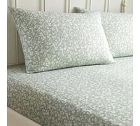 Dreams & Drapes - Drap-Housse Vert Sauge à Motif Floral Simple (190 x 90 x 28 cm) - Drap de lit de Luxe en Polycoton - Housse de Couette Assortie Disponible - Drap de lit Vert avec Feuille