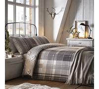 Dreams & Drapes Colville Check Parure pour Couette, Cotton, Gris, 200 x 140cm