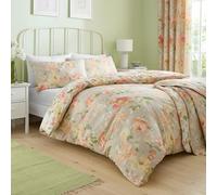 Dreams & Drapes - Housse de Couette Heritage Florette - Lit Simple (140 x 200 cm) - 1 taie d'oreiller - Polycoton de qualité supérieure - Housse de Couette Florale en Naturel - Literie Naturelle avec
