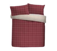 Dreams & Drapes Lodge Wynn Parure de lit réversible en Coton brossé 100% Coton pour lit Super King Size 260 x 220 cm Bordeaux