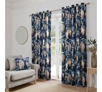 Dreams & Drapes Lot de 2 Rideaux à œillets Motif Floral Bleu Marine pour Chambre à Coucher et Salon - 168 x 137 cm (l x L)