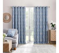 Dreams & Drapes Lot de 2 Rideaux à œillets pour Chambre à Coucher et Salon Motif Floral de Delft Bleu et Blanc 229 x 183 cm