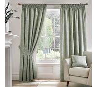 Dreams & Drapes Lot de 70 Rideaux plissés avec embrasses - 100% Coton - Vert - 117 x 183 cm (l x H)