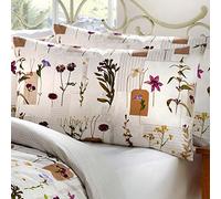 Dreams & ‿Drapes Parure de lit avec Housse de Couette 200 Fils Motif Fleurs, Polycoton, Multicolore, Pair of Additional Pillowcases