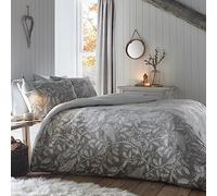 Dreams & Drapes - Parure de lit grise hibou - King Size (230 x 220 cm) - Parure de lit en polaire super douce - Housse de couette animal de la forêt - Housse de couette gris clair - Hiboux de la forêt