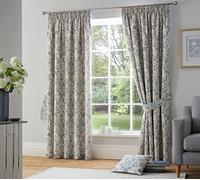 Dreams & Drapes Rideaux damassés Bleus 229 x 183 cm - 2 Panneaux - 100% Coton - 2 embrasses - Rideaux baroques Vintage - Delft/Willowware en Porcelaine Bleue