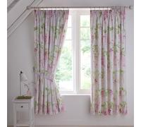 Dreams & Drapes - Rideaux Floraux Rose Glycine 168 x 183 cm - 2 Embrasses Incluses - Plissés Au Crayon Botanique - Fleurs Rose Bébé