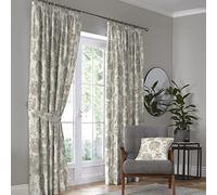 Dreams & Drapes Rideaux Indira - Paire de Rideaux plissés 100% Coton avec embrasses - 229 x 229 cm - Corail/Naturel