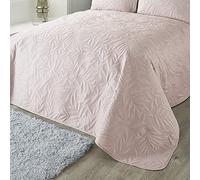 Dreams & Drapes Serene Luana Collection Luana Couvre-lit matelassé en Microfibre Douce avec Broderie Feuille/Feuilles Rose pâle 230 x 200 cm