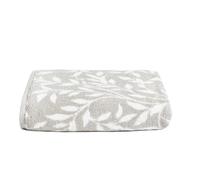 Dreams & Drapes - Serviette de Bain Feuille Grise (90 x 150 cm) - 100% Coton - Doux au Toucher et Moelleux - Serviette Vintage botanique en Gris - Serviette Florale Grise - Serviette de Bain/Drap de