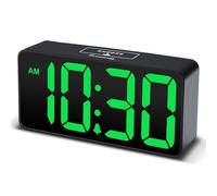 DreamSky Petit réveil numérique pour chambre à coucher, grand affichage à grands chiffres avec variateur de luminosité, horloge de chevet électrique avec port de charge USB, volume d'alarme réglable,