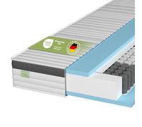 DREAMSTAR Gold Matelas à ressorts ensachés - Ergonomique - 7 zones - Hauteur : 21 cm - Certifié Oeko-Tex - Degré de dureté 2 (H2) - 90 x 200 cm