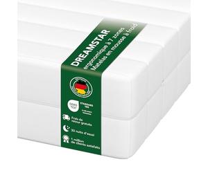 DREAMSTAR Simple Flex Duo Matelas 7 zones 180x200 cm | H2&H3 | Matelas ergonomique en mousse froide | Hypoallergénique & Antibactérien | Housse amovible et lavable | Certifié Öko-TEX® | (21cm, 180 x