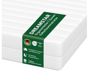 DREAMSTAR Simple Flex Duo Matelas 7 zones 90 x 200 cm | H2&H3 | Matelas ergonomique en mousse froide | Hypoallergénique et antibactérien | Housse amovible et lavable | Certifié Öko-TEX® | (12 cm, 90 x