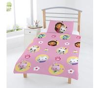 dreamtex Gabby's Dollhouse & Friends Parure de lit avec Housse de Couette et taie d'oreiller - Confortable et Respirant - Design Mignon