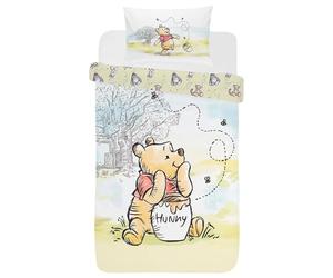 dreamtex Winnie l'Ourson Explore Parure de lit simple avec housse de couette et taie d'oreiller pour chambre d'enfant et tout-petit (SP1-WTP-EXP-12)