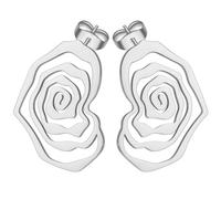 Dreamtime Boucles d'oreilles en spirale avec cœur géométrique Boucles d'oreilles en acier inoxydable pour femmes Boucles d'oreilles en fil d'onde et tourbillon en spirale (Argent)