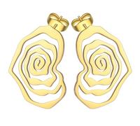 Dreamtime Boucles d'oreilles en spirale avec cœur géométrique Boucles d'oreilles en acier inoxydable pour femmes Boucles d'oreilles en fil d'onde et tourbillon en spirale (L'or)