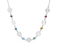 Dreamtimes 7 Chakra Collier pour femmes en acier inoxydable Collier de guérison spirituelle Pendentif pour la méditation Yoga Lover pour Noël, M, Acier inoxydable, Pas de gemme
