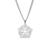 Dreamtimes Acier Inoxydable Pentagramme Pendentif Collier 12 Constellation Pendentif Celtics Étoile Lune Wiccan Pagan Collier Magique Amulette Bijoux pour Hommes Femmes (Arbre de Vie-S)