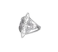 Dreamtimes Anneau de Nœud de Sorcière pour Femmes en Acier Inoxydable - Celtique Quaternaire Amulette de Sorcellerie Bijoux Cadeau (9)