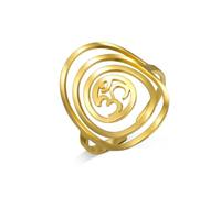 Dreamtimes Aom Om Ohm Chevalière en acier inoxydable Symbole sacré Cercle géométrique Bijoux spirituels Bague unisexe réglable pour hommes et femmes (Or)