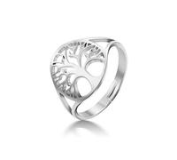 Dreamtimes Arbre de Vie Anneau Creux Haute En Acier Inoxydable Poli Anneau Creux Simple Conception Ronde Bijoux De Mode Anneau De Mariage Viking Bonne Chance Anneau pour Femmes et Hommes (argent)