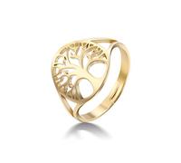 Dreamtimes Arbre de Vie Anneau Creux Haute en Acier Inoxydable Poli - Conception Ronde Simple, Bijoux de Mode, Anneau de Mariage Viking, Porte-Bonheur pour Femmes et Hommes (Or)