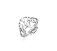 Dreamtimes Arbre de Vie Anneaux Arbre de Famille Bijoux pour femmes Bague Vintage Phases de la Lune Anneau en acier inoxydable Cadeau pour femme petite amie Jour de Noël (Argent-6)