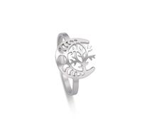 Dreamtimes Bague Croissant pour Femmes Filles Ajustable Acier Inoxydable Open Finger Yggdrasil World Arbre de Vie Bagues Viking (argent)