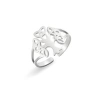 Dreamtimes Bague d'arbre de vie pour femmes Anneaux de nœud celtique Vintage Réglable Ouvert Anneau celtique irlandais avec arbre généalogique Bijoux rétro (argent)
