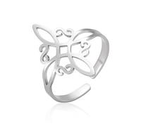 Dreamtimes Bague de Noeud de Sorcière pour Femmes en Acier Inoxydable Réglable Ouvert Bagues Celtique Quaternaire Wiccan Sorcières Noeud Anneau Sorcellerie Amulette Bijoux Cadeau
