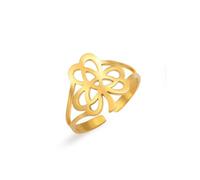Dreamtimes Bague de trèfle celtique en acier inoxydable anneau ouvert réglable avec noeud Triquetra pour hommes/femmes cadeau de bijoux Viking Boho avec symbolisme irlandais (L'or)
