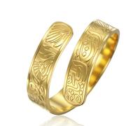 Dreamtimes Bague musulmane Allah Islam pour hommes et femmes Bagues fleurs de lotus Bague en acier inoxydable avec calligraphie arabe Bagues religieuses Allah