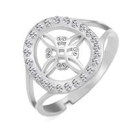 Dreamtimes Bague noeud sorcière pour les femmes Anneau nœud celtique quaternaire sorcières en acier inoxydable réglable anneaux de doigt ouvert avec zircon clair Amulette sorcière Bijoux (Argent)