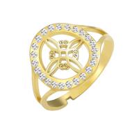 Dreamtimes Bague noeud sorcière pour les femmes Anneau nœud celtique quaternaire sorcières en acier inoxydable réglable anneaux de doigt ouvert avec zircon clair Amulette sorcière Bijoux (L'or)