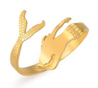Dreamtimes Bague sirène réglable en acier inoxydable conte de fées sirène anneaux pour femmes Dainty anneaux empilables anneau mignon réglable (or)