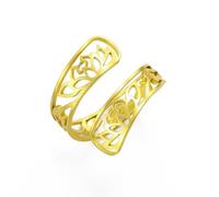 Dreamtimes Bagues de fleurs de lotus pour femmes Bague réglable avec des fleurs de lotus d'encouragement Bijoux vintage en acier inoxydable Anneau de Bouddha de Yoga Bague avec bande (L'or)
