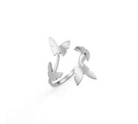 Dreamtimes Bagues papillon pour femmes Anneaux de fête papillon réglables Anneau ouvert au pouce Bague de mariage minimaliste Anneau de bande empilable au doigt de la queue (Argent)