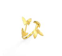 Dreamtimes Bagues papillon pour femmes Anneaux de fête papillon réglables Anneau ouvert au pouce Bague de mariage minimaliste Anneau de bande empilable au doigt de la queue (Or)