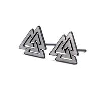 Dreamtimes Boucles d'oreilles à tige celtique viking pour homme Bijoux irlandais En acier inoxydable Symbole de valknut nordique Amulette vintage Bijoux cadeaux pour femmes et filles (le noir)