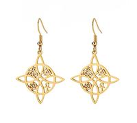 Dreamtimes Boucles d'oreilles nœud de sorcière pour femmes Boucles d'oreilles en acier inoxydable Amulette celtique Quaternaire Amulette de sorcellerie Bijoux Cadeau pour Femme Petite Amie Noël (l'or)