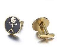 Dreamtimes Boutons de manchette en forme de tête de mort - En acier inoxydable - Pour chemise d'Halloween - Figurine - Langue des signes - Boutons de manchette fantaisie pour homme (Or-1)