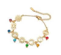 Dreamtimes Bracelet 7 chakras pour femmes et hommes Bracelet de méditation de yoga en acier inoxydable pour l'équilibre énergétique positif Bijoux de guérison (Or-2)