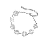 Dreamtimes Bracelet 7 chakras pour femmes et hommes Bracelet de méditation de yoga en acier inoxydable pour l'équilibre énergétique positif Bijoux de guérison (Argent-1)
