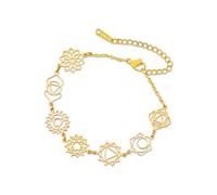 Dreamtimes Bracelet 7 chakras pour femmes et hommes Bracelet de méditation de yoga en acier inoxydable pour l'équilibre énergétique positif Bijoux de guérison (Or-1)