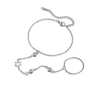 Dreamtimes Bracelet bague étoile de David Bracelet Chai Hébreu Bracelet pour femme en acier inoxydable Bracelet main de Fatima Bijoux religieux juifs, M, Acier inoxydable, Pas de pierre précieuse